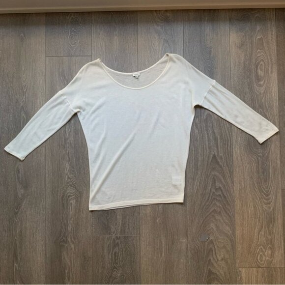 Aritzia Babaton Top Sweater 3/4 Length Sleeve Wool Round Neck Cream Size XS - Picture 8 of 14